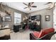 Home office with desk, chair, and mounted animal heads at 42280 Kingsmill Cir, Elizabeth, CO 80107
