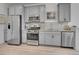 Modern kitchen equipped with stainless steel appliances and sleek gray cabinetry at 2059 S Vance Way, Denver, CO 80227