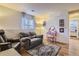 Cozy living room area featuring plush seating, an area rug, and a cute vanity at 4783 S Taft St, Morrison, CO 80465