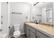 Well-lit bathroom featuring modern fixtures, neutral wall colors, and stylish countertops at 3502 Nez Perce Trl, Castle Rock, CO 80109
