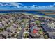 Stunning aerial view of the neighborhood, showcasing the home's location near a beautiful lake at 26566 E Peakview Dr, Aurora, CO 80016