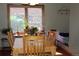 The dining area features a wooden table, four chairs, and a large window overlooking the backyard at 155 Xenon St # 33, Denver, CO 80228