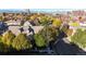 Beautiful aerial view of the neighborhood surrounded by mature trees and city skyline at 203 S Jackson St, Denver, CO 80209