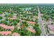 Scenic aerial view of condo complex, surrounded by lush greenery, and city at 2665 S Sheridan Ct, Lakewood, CO 80227