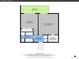 Condo floor plan highlighting two bedrooms and a balcony at 2665 S Sheridan Ct, Lakewood, CO 80227