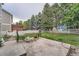 Backyard features a patio, white picket fence and play set in a lush, green setting at 6526 S Killarney Ct, Aurora, CO 80016