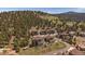 Aerial view of modern homes nestled in a wooded area, showcasing the community's layout and natural surroundings at 726 Dreamcatcher Ln, Evergreen, CO 80439