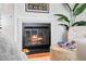 Close-up of a modern fireplace with black tile surround and decorative mantel at 7121 E Arkansas Ave, Denver, CO 80224