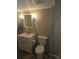 This bathroom features newer vanity, soft lighting and modern finishes at 16181 White Hawk Dr, Parker, CO 80134