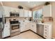 Well-lit kitchen featuring white cabinets, stainless steel appliances, and ample counter space at 16181 White Hawk Dr, Parker, CO 80134