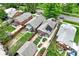 A bird's eye view of the community featuring landscaped yards, outdoor seating areas, and solar panels at 3611 N Vine St, Denver, CO 80205