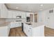 Open concept kitchen with white cabinets and island at 3254 Boral Owl Dr, Brighton, CO 80601