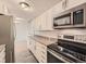 Modern kitchen featuring white cabinetry, subway tile backsplash, and stainless steel appliances at 1250 N Humboldt St # 201, Denver, CO 80218
