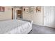 Bedroom features a neutral color palette, a plush bed, and carpeted floors at 20414 E 55Th Pl, Denver, CO 80249