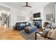 Cozy living area featuring a fireplace, modern furnishings, and plenty of natural light at 2955 N Columbine St, Denver, CO 80205