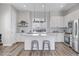 Modern kitchen with white cabinets and an island at 6025 Ames St # A, Arvada, CO 80003