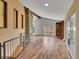 Bright living room with hardwood floors and stone fireplace at 461 Nome St, Aurora, CO 80010