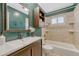Well-lit bathroom features a vanity, toilet, and bathtub with shower, offering a relaxing space at 8325 Elati St, Denver, CO 80221
