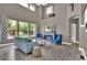 Bright living room with large windows, a fireplace, and comfortable seating at 11670 S Flower Mound Way, Parker, CO 80134