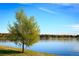 Picturesque view of a tranquil lake framed by autumn trees under a clear blue sky at 2391 King St, Denver, CO 80211