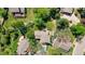 Overhead view of property, highlighting the landscaped yard and surrounding greenery at 6083 S Glencoe Way, Centennial, CO 80121