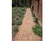 Charming brick walkway alongside home's exterior, accented by lush greenery and providing access to the house at 6241 Kilimanjaro Dr, Evergreen, CO 80439