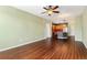 Bright living space with wood flooring connecting the kitchen and living room at 9633 E 5Th Ave # 10208, Denver, CO 80230