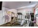 Home exercise room with modern equipment, neutral walls, and a white door at 9132 Scenic Pine Dr, Parker, CO 80134