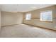 Spacious finished basement area with neutral carpeting and bright, natural light at 18292 E Caspian Pl, Aurora, CO 80013