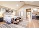 Large main bedroom features a vaulted ceiling, hardwood floors, and a refreshment station at 3087 S Dexter Way, Denver, CO 80222