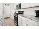 Well-equipped kitchen features white cabinets, granite countertops, stainless steel appliances, and gas range at 13754 Ash Cir, Thornton, CO 80602
