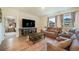 Cozy living room with a large TV, comfortable seating and windows with a neighborhood view at 2130 Indian Balsam Dr, Monument, CO 80132