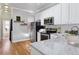 Bright kitchen with stainless steel appliances, granite countertops, and white cabinetry at 639 25Th St, Denver, CO 80205