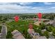 The aerial view captures the proximity to the school and Cherrywood Park at 13753 Monroe St, Thornton, CO 80602