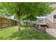 Lush backyard oasis with mature trees, manicured lawn, and a deck, ideal for relaxing and entertaining at 13753 Monroe St, Thornton, CO 80602