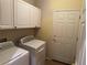 Laundry room with washer, dryer, and upper cabinets at 7482 W Saratoga Pl, Littleton, CO 80123