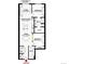Detailed floor plan showcasing the layout of the property, including dimensions of rooms and balcony at 3500 S Corona St # 409, Englewood, CO 80113