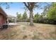 Lawn view of backyard showing shade tree, patio area with table and chairs, and privacy fence at 2251 Braun Dr, Golden, CO 80401