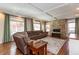 Cozy living room with wood floors, a stone fireplace, and a comfortable sectional sofa at 1665 Avery Way, Castle Rock, CO 80109
