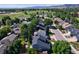Neighborhood aerial showcasing tree-lined streets, green spaces, and a mix of single-Gathering homes at 7054 S Flower Ct, Littleton, CO 80128