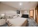 Well-lit bedroom with carpet, a large window, and closet space at 7054 S Flower Ct, Littleton, CO 80128