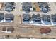 Aerial view of the backyard, showing fence and neighborhood at 303 Rogers Ct, Castle Rock, CO 80104