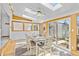 Sunroom with dining area, skylights, and sliding glass doors leading to the patio at 1732 Lansing St, Aurora, CO 80010
