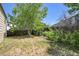 Well sized back yard offers a mix of mature trees and bushes with a fenced boundary at 8848 Prickly Pear Cir, Parker, CO 80134