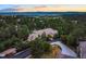 Beautiful property surrounded by lush greenery with a long driveway and stunning mountain views in the distance at sunset at 254 Lead Queen Dr, Castle Rock, CO 80108