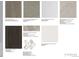 Selection of interior finishes, including flooring, cabinetry, countertops, and tile options at 9374 Quartz St, Arvada, CO 80007