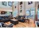 Large living room with hardwood floors, high ceilings, and view of the kitchen at 23503 E Minnow Dr, Aurora, CO 80016