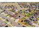 Aerial view of a Gathering-friendly neighborhood with well-maintained homes and landscaping at 1056 S Elk Way, Aurora, CO 80018