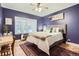 Comfortable bedroom with deep blue walls, natural light, and charming decor at 963 N Logan St # 11, Denver, CO 80203