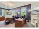 Office space featuring elegant wallpaper, a fireplace, and large windows at 1000 N Logan St, Denver, CO 80203